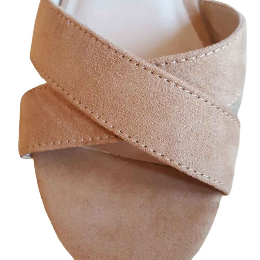 Sun + Stone, Heel Shoes Size 9.5 Brown Womens Dress Sandals Suede Platform